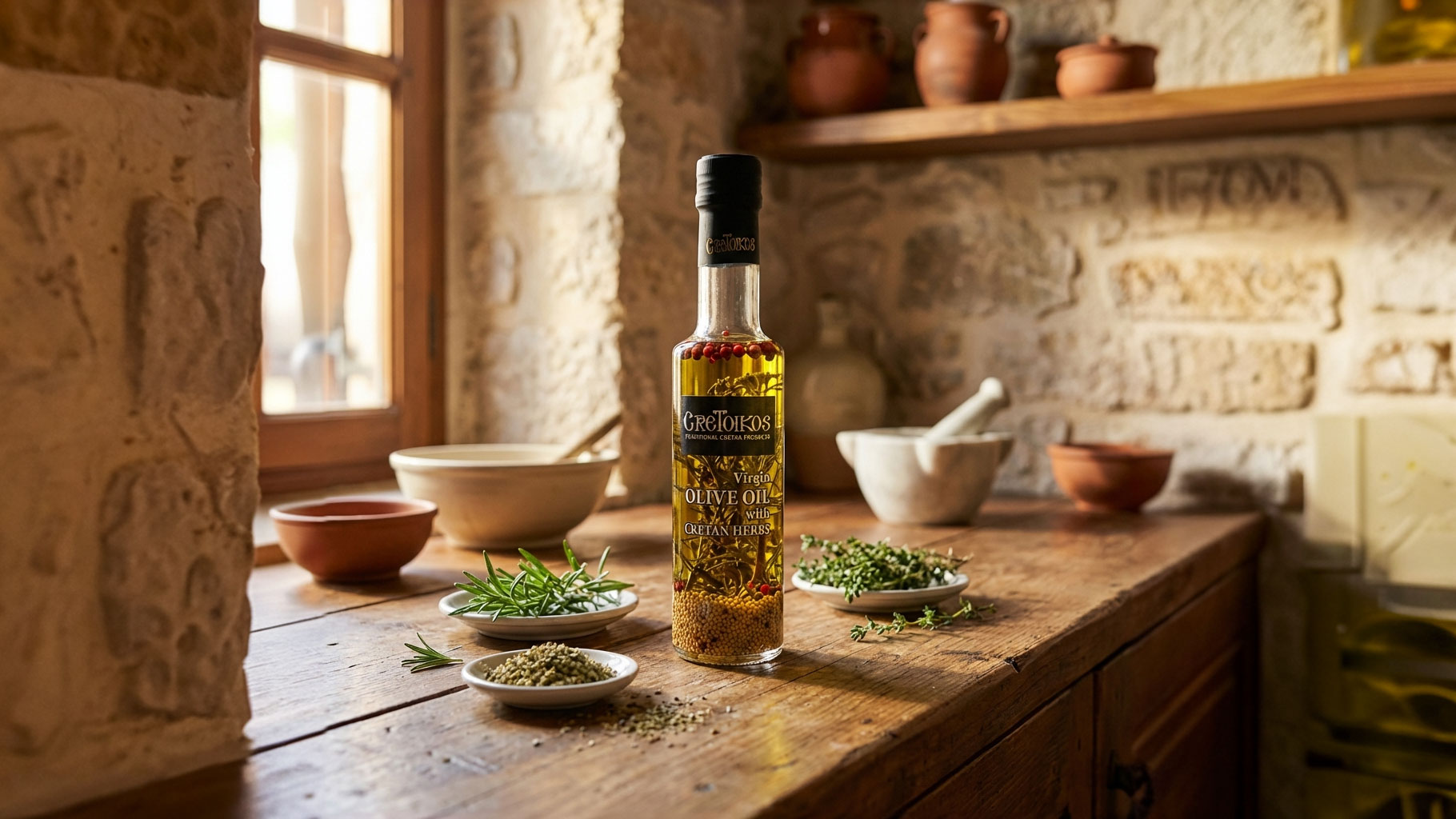 extra panenský olivový olej z Kréty Sitia grécke bylinky 200 ml